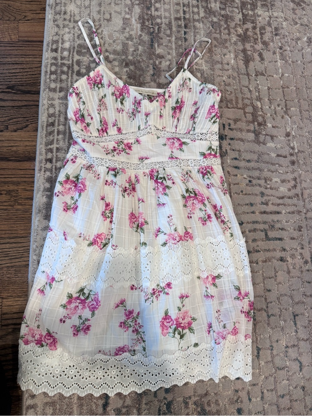 White Floral Sundress with Pink Roses